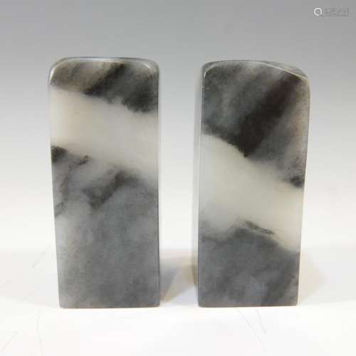 PAIR CHINESE ANTIQUE JADE CARVED SEAL