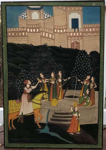 A FINE INDIAN ANTIQUE PAINTING,19C