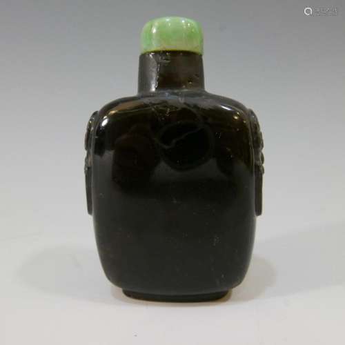 CHINESE ANTIQUE SNUFF BOTTLE - SMOKY QUARTZ - QING DYNASTY