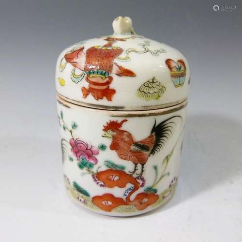 ANTIQUE CHINESE FAMILLE ROSE COVER JAR - REPUBLIC PERIOD