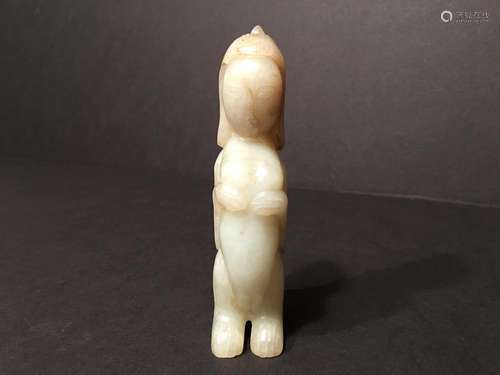 ANTIQUE Chinese large white jade figure, 18th C or early