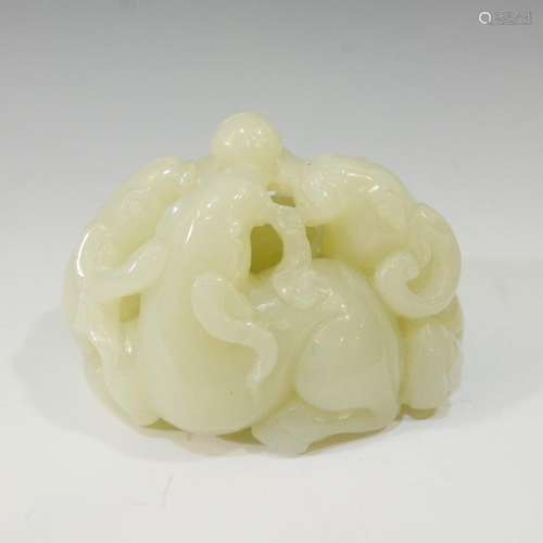 CHINESE ANTIQUE CARVED JADE GOATS - 18/19TH CENTURY