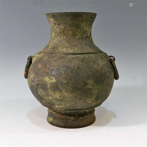 ANTIQUE CHINESE BRONZE HU - HAN DYNASTY