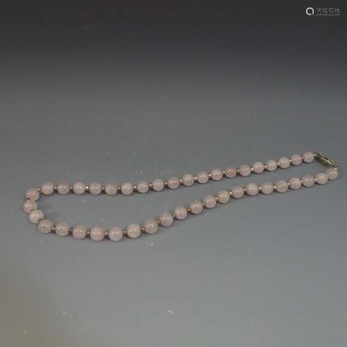 VINTAGE ROSE QUARTZ BEADS NECKLACE