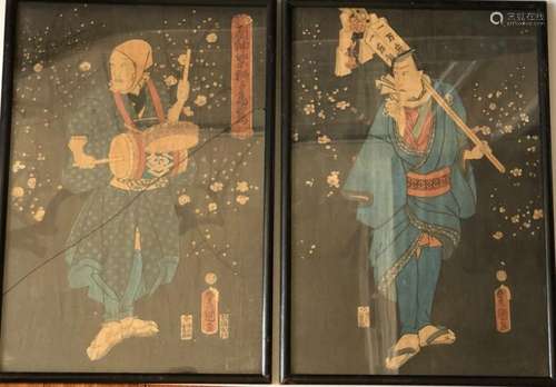 A PAIR OF JAPANESE WOODBLOCK PRINTS.