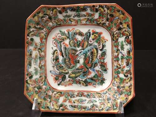 ANTIQUE Chinese 1000 butterfly plate, 19th C