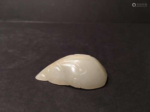 ANTIQUE Large Chinese White Jade Pendent with flower carvings, 18th Century