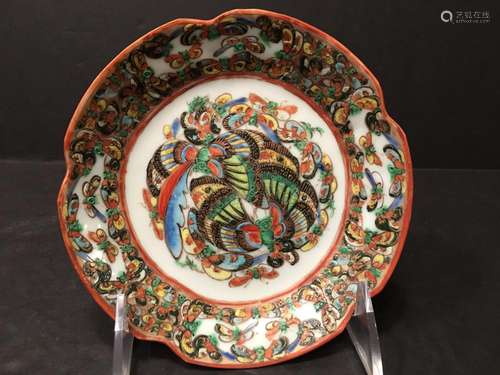 ANTIQUE Chinese 1000 butterfly plate, 19th C