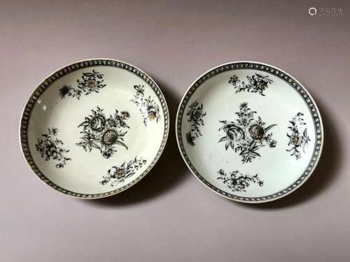 TWO OF CHINESE ANTIQUE EXPORT PORCELAIN DISHES,18C