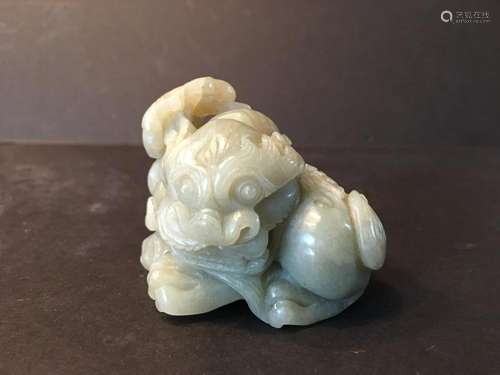 OLD Celadon White Jade Foo Dog