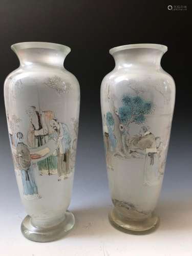 A PAIR OF CHINESE ANTIQUE GLASS VASE .19C.