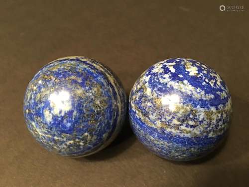 OLD Chinese Large Pair Lapis Balls, each 2