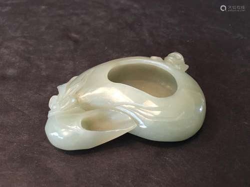 OLD Chinese Celadon White Jade Washer, 2 1/2