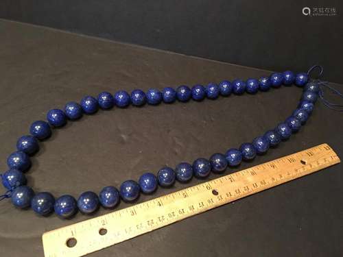 FINE Chinese Lapis Lazuli Large Bead Necklace, 32