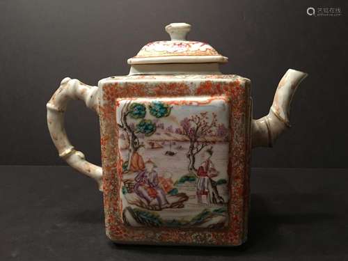 ANTIQUE Rare Huge Chinese Mandarin Palette Teapot, 18th C, Qianlong