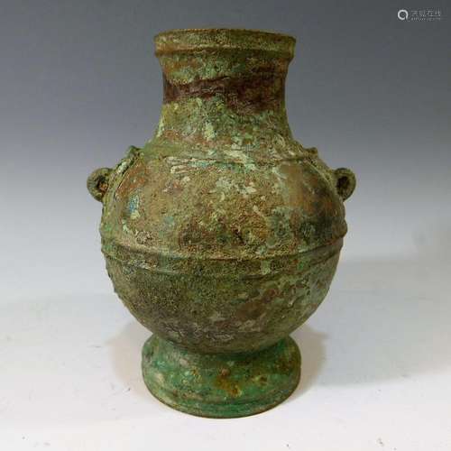 ANTIQUE CHINESE BRONZE HU - HAN DYNASTY