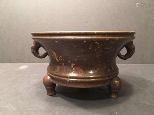 ANTIQUE Chinese Gold Splash Bronze Censer, Xuande mark