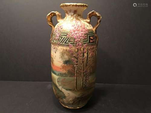 ANTIQUE Large NIPPON Flower Vase, Meiji period