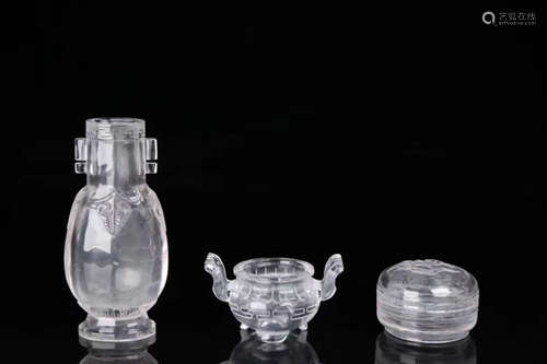 SET OF CRYSTAL CARVED UTENSILS