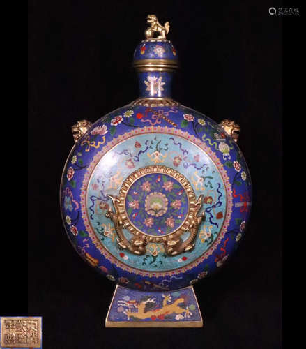 A BRONZE CLOISONNE MOON-FLASK VASE