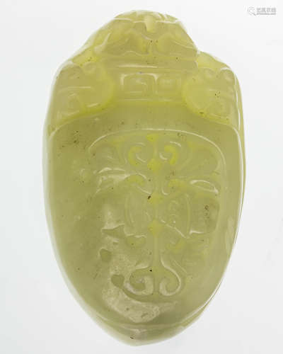 HETIAN JADE PENDANT CARVING WITH WUFU PENGSHOU