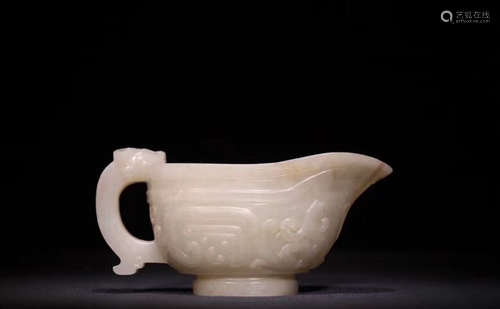 A HETIAN JADE CARVED WINE CUP