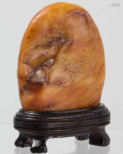 SOAPSTONE CARVING OF MOON SCENE