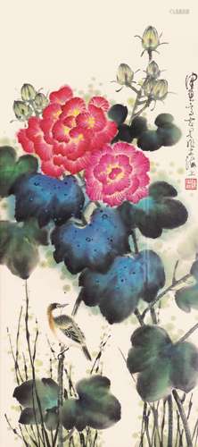 陈佩秋 花鸟 纸本镜框