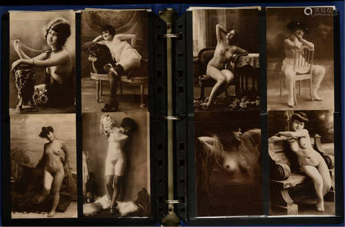 法国19世纪浪漫主义风格人体模特摄影明信片一册共计146张