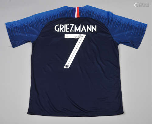 足球明星“格里兹曼”签名球衣一件