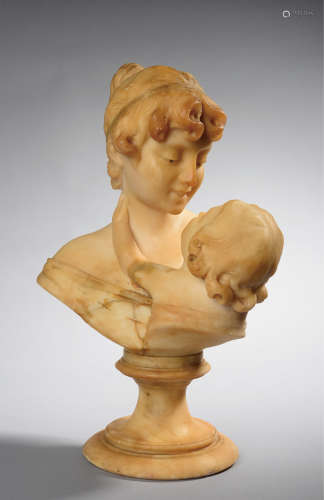 18世纪意大利大理石雕塑《母与子》一件
