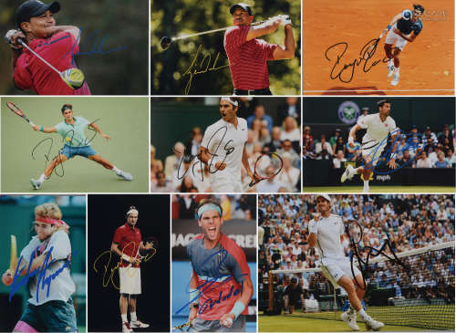 著名职业网球员动员、高尔夫球员签名照片一组10张