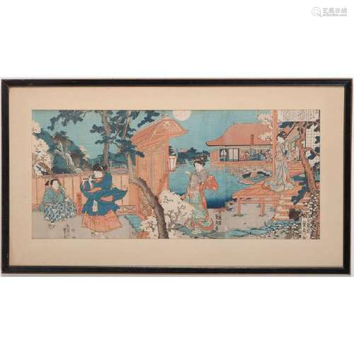 Japanese Color Woodblock Triptych