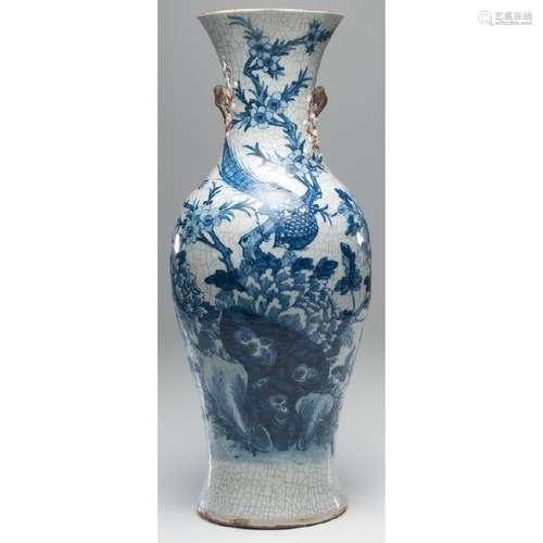 Chinese Blue and White Crackled Vase