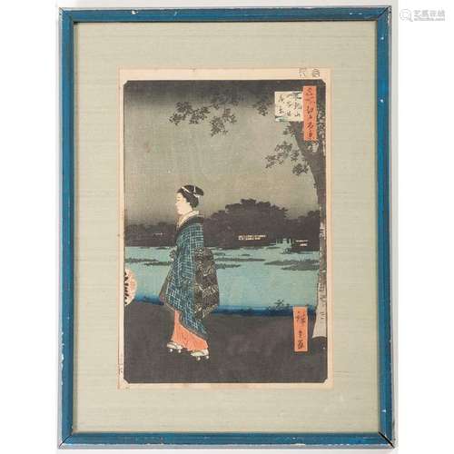 Three Japanese Woodblock Prints, Including by Hiroshige