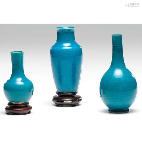 Chinese Early Qing Porcelain Vases in Turquoise