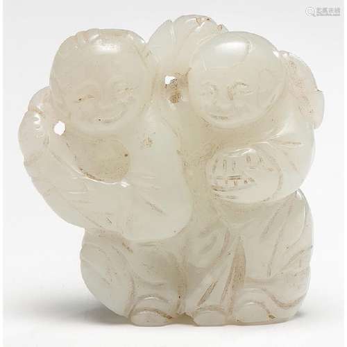 Jade Figural Carving of He-He Boys