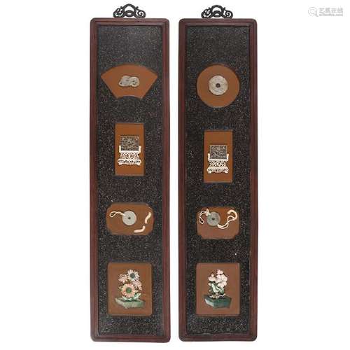 Pair of Wall Hangings with Jade Antiques