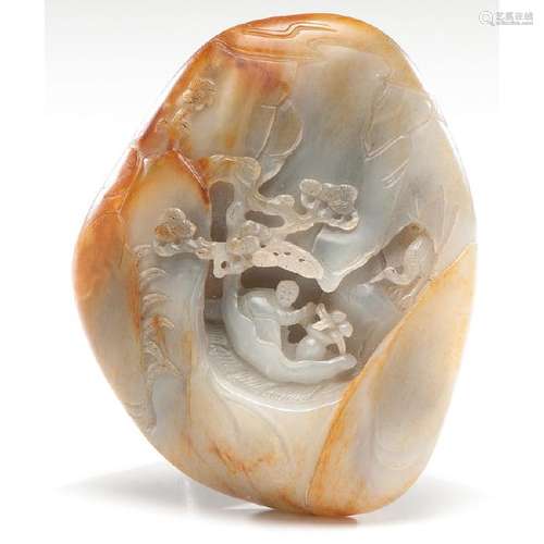 Carved Nephrite Pebble