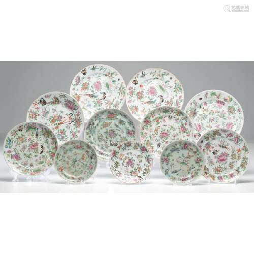 Chinese Export Famille Rose Plates, Butterfly Motif