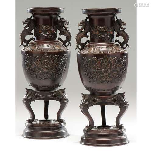 Japanese Meiji Bronze Censers