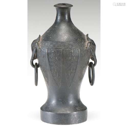 Chinese Bronze Vase with Elephant Handles