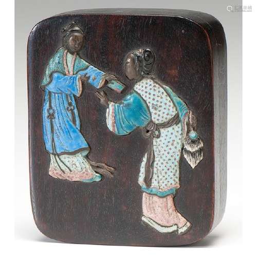 Japanese Inkstone Box with Figures