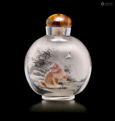 School of Wang Xisan, 1973 AN INSIDE PAINTED CRYSTAL SNUFF BOTTLE