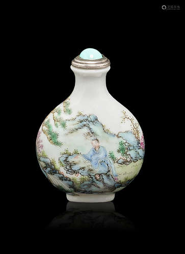 Jingdezhen kilns, Qianlong mark, 1850-1940 A famille rose enameled porcelain snuff bottle