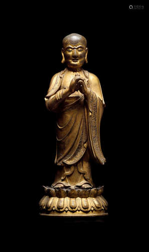 Ming dynasty A GILT-BRONZE FIGURE OF KASYAPA