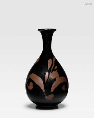 Jin dynasty A FINE HENAN BLACK-GLAZED RUSSET-PAINTED BOTTLE VASE