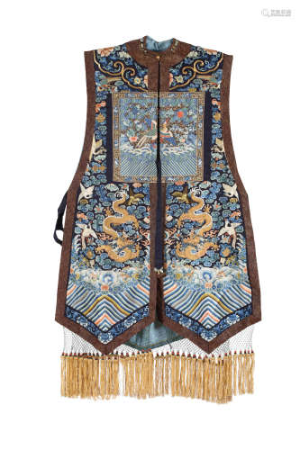 Late 19th century A WOMAN'S KESI AND EMBROIDERED SILK COURT VEST, XIAPEI