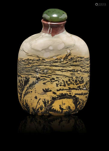 1780-1880 A fossiliferous limestone snuff bottle