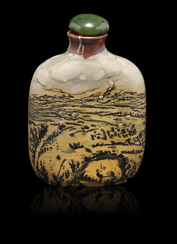 1780-1880 A fossiliferous limestone snuff bottle